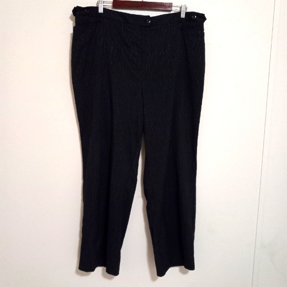 Maggie Barnes Pants - Maggie Barnes 22W Jayne Pinstriped Trouser Workwear Pants in Black